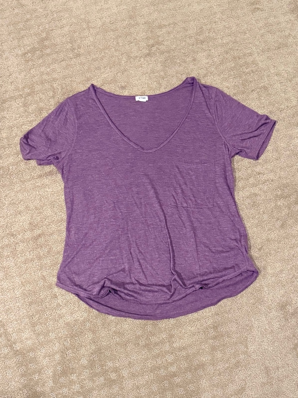 Garage Women's Purple V-Neck Short Sleeve Top